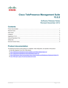 Cisco TelePresence Management Suite 13.2.2 Software Release Notes Revised December 2012