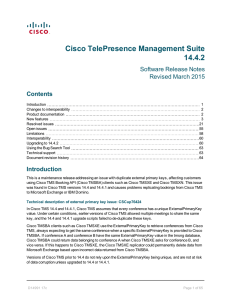 Cisco TelePresence Management Suite 14.4.2 Software Release Notes Revised March 2015