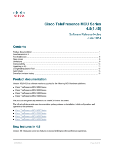 Cisco TelePresence MCU Series 4.5(1.45) Software Release Notes June 2014