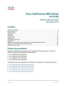 Cisco TelePresence MCU Series 4.4 (3.42) Software Release Notes December 2012