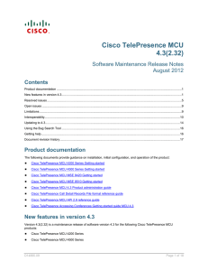 Cisco TelePresence MCU 4.3(2.32) Software Maintenance Release Notes August 2012