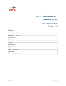 Cisco TelePresence MCU Version 4.3(1.68) Software Release Notes February 2012