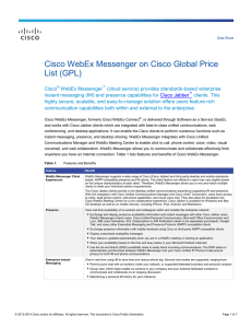 Cisco WebEx Messenger on Cisco Global Price List (GPL)