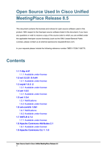 Open Source Used In Cisco Unified MeetingPlace Release 8.5