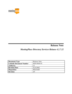 Release Note MeetingPlace Directory Services Release 4.2.7.22  Document Type