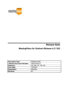 Release Note MeetingPlace for Outlook (Release 4.2.7.83)  0050-0044-01