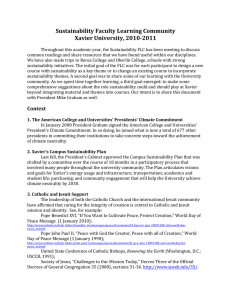 Sustainability Faculty Learning Community  Xavier University, 2010­2011 