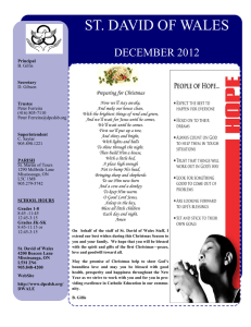 ST. DAVID OF WALES  DECEMBER 2012 Preparing for Christmas