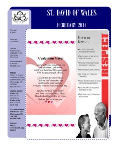 ST. DAVID OF WALES FEBRUARY 2014 A Valentine Prayer