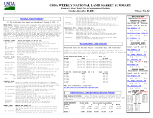 USDA WEEKLY NATIONAL LAMB SUMMARY MARKET . 21 No. 52