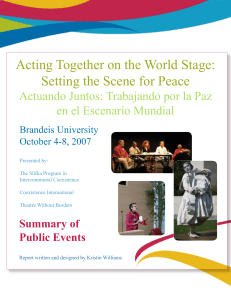 Acting Together on the World Stage: Setting the Scene for Peace