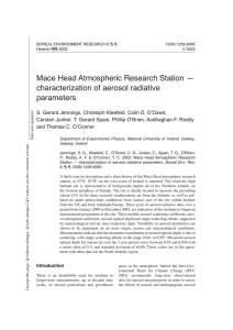 Mace Head Atmospheric Research Station — characterization of aerosol radiative parameters