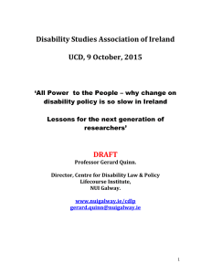 Disability Studies Association of Ireland  UCD, 9 October, 2015