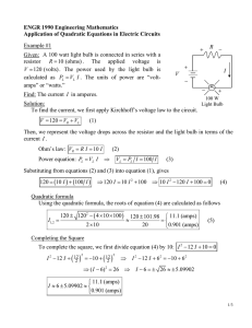 ENGR 1990 Engineering Mathematics Application of Quadratic Equations in Electric Circuits