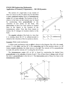 ENGR 1990 Engineering Mathematics Application of Geometry/Trigonometry – ME 258 Dynamics