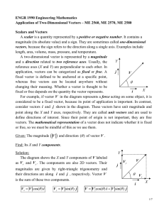 ENGR 1990 Engineering Mathematics Scalars and Vectors
