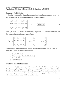 ENGR 1990 Engineering Mathematics Commonly Used Methods