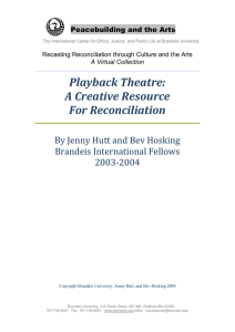 Playback Theatre: A Creative Resource For Reconciliation By Jenny Hutt and Bev Hosking