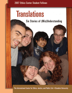Translations Six Stories of (Mis)Understanding 2007 Ethics Center Student Fellows