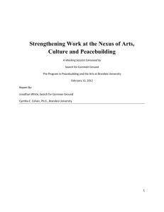 Strengthening Work at the Nexus of Arts, Culture and Peacebuilding