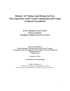 Memory of Violence and Drama in Peru: Cultural Yuyachkani