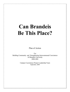 Can Brandeis Be This Place? Plan of Action