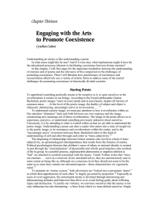 Engaging with the Arts to Promote Coexistence Chapter Thirteen Cynthia Cohen