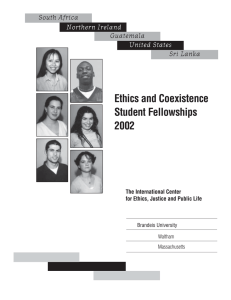 Ethics and Coexistence Student Fellowships 2002