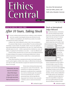Ethics Central T After 10 Years, Taking Stock