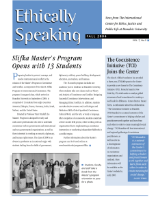 Ethically Speaking P Slifka Master's Program