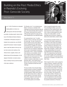 J Building on the Past: Media Ethics in Rwanda’s Evolving Post-Genocide Society