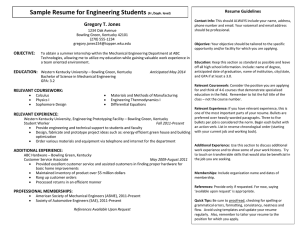 Sample Resume for Engineering Students  Gregory T. Jones Resume Guidelines