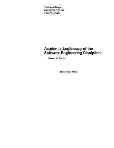 Academic Legitimacy of the Software Engineering Discipline Technical Report CMU/SEI-92-TR-34