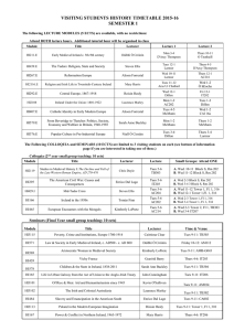 VISITING STUDENTS HISTORY TIMETABLE 2015-16 SEMESTER 1