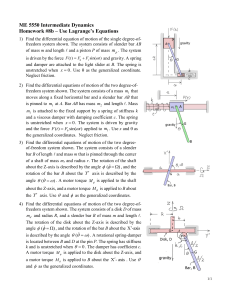 ME 5550 Intermediate Dynamics Homework #8b – Use Lagrange’s Equations m