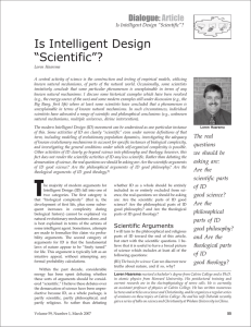 Is Intelligent Design “Scientific”? Dialogue: Article