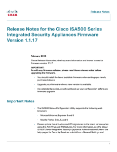 Release Notes for the Cisco ISA500 Series Integrated Security Appliances Firmware