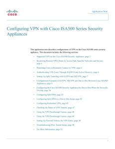 Configuring VPN with Cisco ISA500 Series Security Appliances Application Note