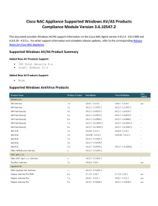 Cisco NAC Appliance Supported Windows AV/AS Products Compliance Module Version 3.6.10547.2