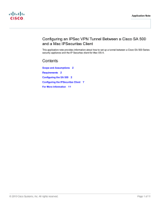 Configuring an IPSec VPN Tunnel Between a Cisco SA 500