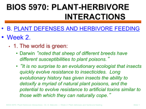 BIOS 5970: PLANT-HERBIVORE  INTERACTIONS •