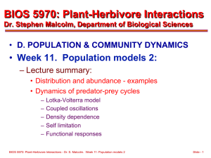 BIOS 5970: Plant-Herbivore Interactions  • Week 11.  Population models 2: