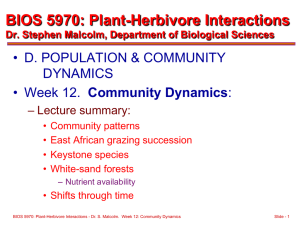 BIOS 5970: Plant-Herbivore Interactions  • D. POPULATION &amp; COMMUNITY