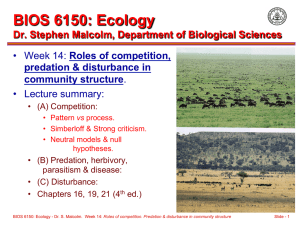 BIOS 6150: Ecology  Dr. Stephen Malcolm, Department of Biological Sciences •