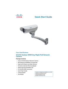 Quick Start Guide VC240 Outdoor WDR Day/Night PoE Network Camera Cisco Small Business