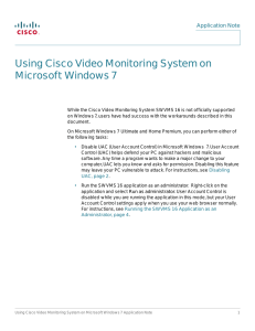 Using Cisco Video Monitoring System on Microsoft Windows 7 Application Note