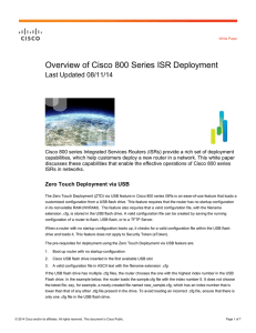 Overview of Cisco 800 Series ISR Deployment Last Updated 08/11/14