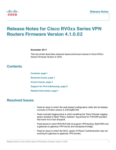 Release Notes for Cisco RV0xx Series VPN Routers Firmware Version 4.1.0.02