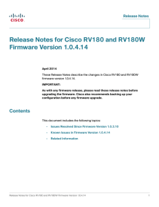 Release Notes for Cisco RV180 and RV180W Firmware Version 1.0.4.14 Release Notes