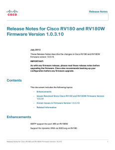 Release Notes for Cisco RV180 and RV180W Firmware Version 1.0.3.10 Release Notes